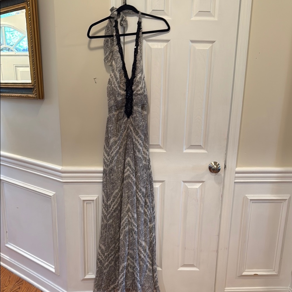 BCBGMaxAzria Black and White Backless Dress